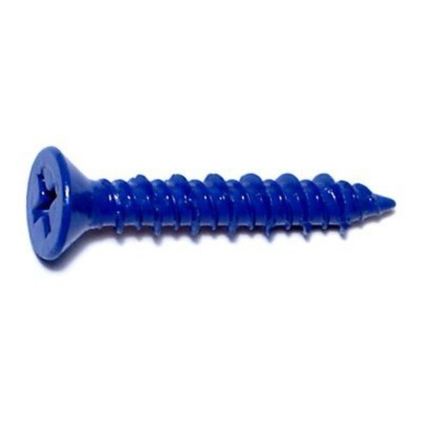 Midwest Fastener Masonry Screw, 3/16" Dia., Flat, 1 1/4 in L, Steel Blue Ruspert, 100 PK 09273